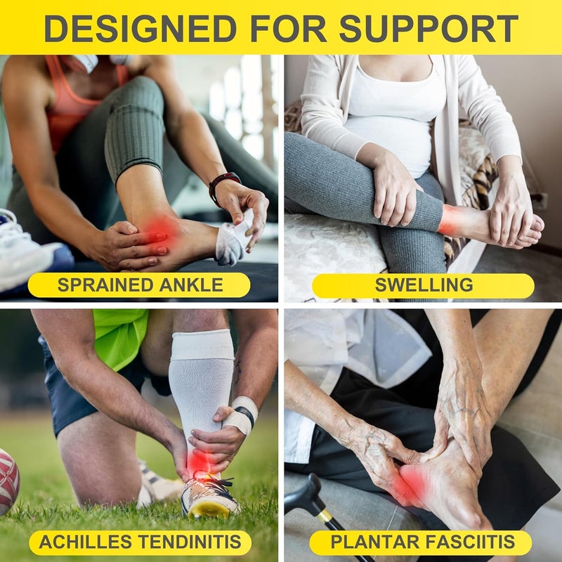 Bracoo 2 Pack Ankle Brace Compression Sleeve for Women & Men, Adjustable Ankle Support Strap for Sprained, Plantar Fasciitis, Pain Relief, Injury Recovery, Running, Workout, GYM, FS60 - Image 3